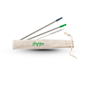 Set of 2 Inox Straws with Silicone Mouthpiece