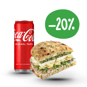 Lunch deal: Focaccia + Coca-Cola 330ml -20%!